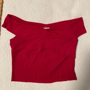 Red Hollister Off The Shoulder Crop Top